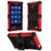 Nokia X X+ XL - Black Red Dual Armor Composite Protective Cover Case with Stand
